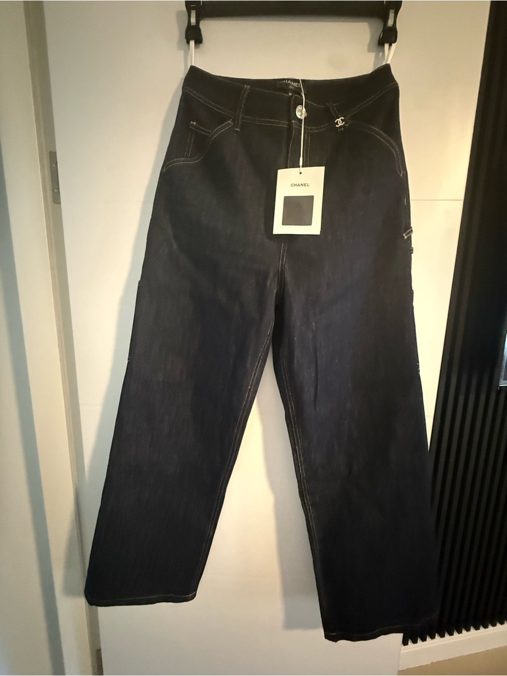 CHANEL Dark Blue Straight-Leg Jeans